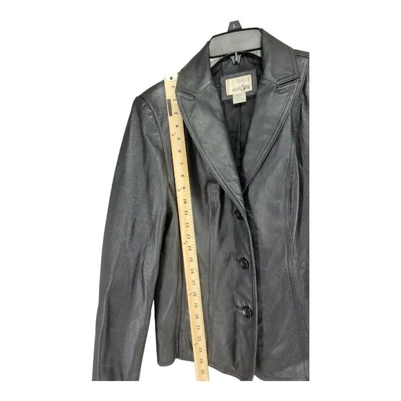 Vintage Leather Jacket Blazer Womens Black Small 90's - Picture 8 of 9